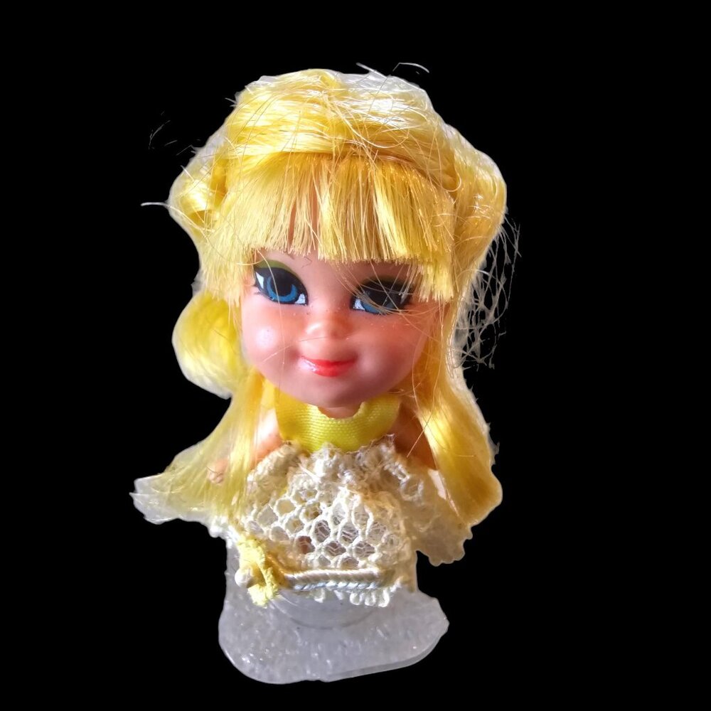 1965 Mattel Liddle Kiddle Bottle Doll Yellow Blonde Miniature #3704‎ Honeysuckle
